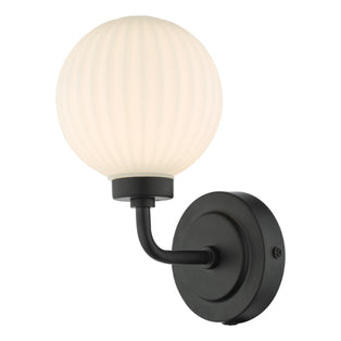 Alrik Matt Black & Opal Wall Light IP44