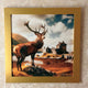Stag at Eilean Donan Castle Wall Art with Gold Frame