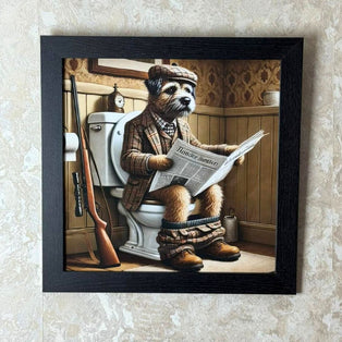 Lavatory Border Terrier Wall Art with Black Frame