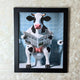 Lavatory Dairy Cow Wall Art with Black Frame