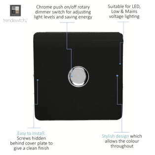 Trendi Switch 1 Gang LED Dimmer In Matt Black