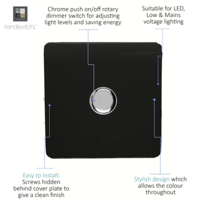 Trendi Switch 1 Gang LED Dimmer In Matt Black