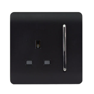Trendi Switch 1 Gang Single Socket In Matt Black