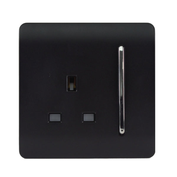 Trendi Switch 1 Gang Single Socket In Matt Black