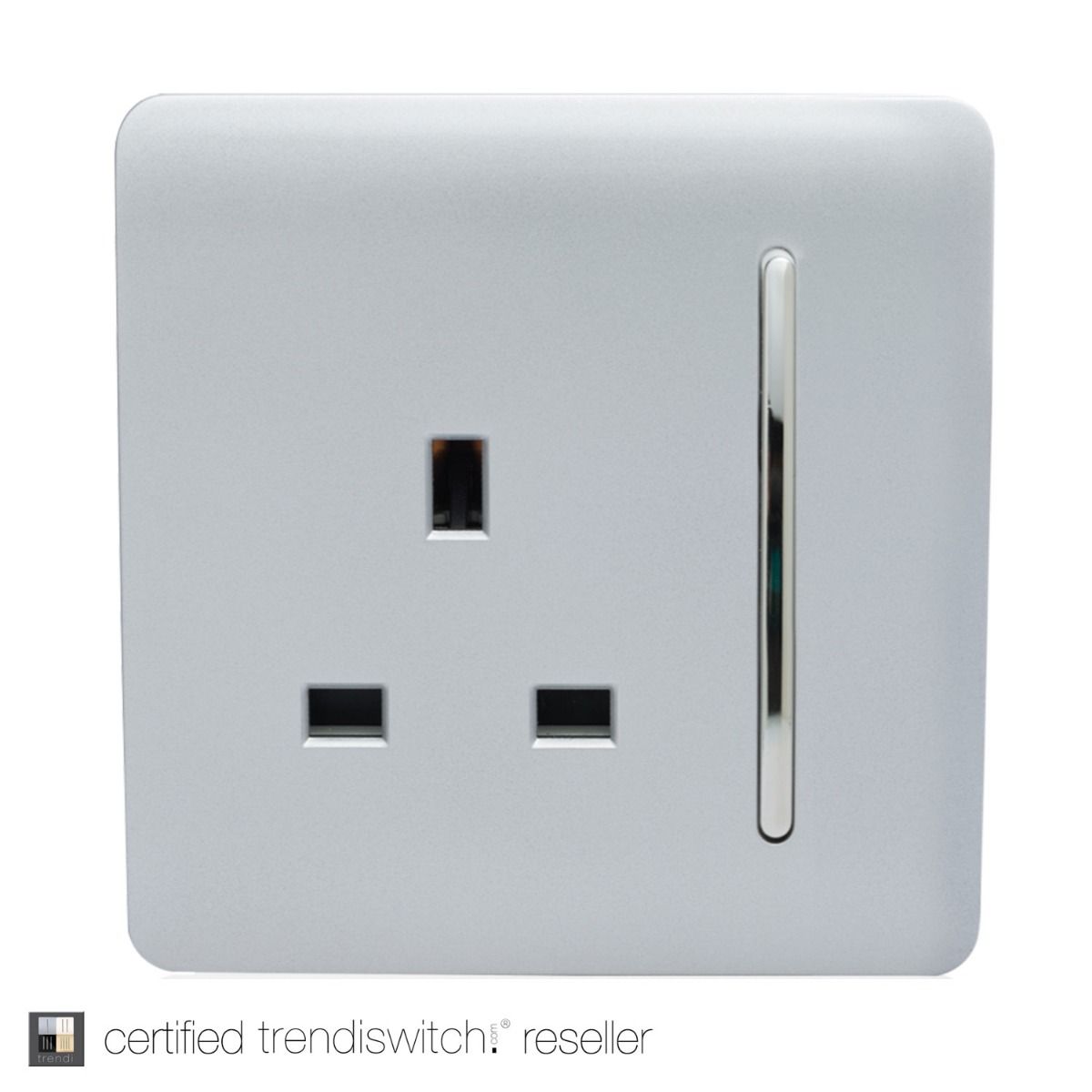 Trendi Switch 1 Gang 13 amp Plug Light Switch Screwless Gloss Silver
