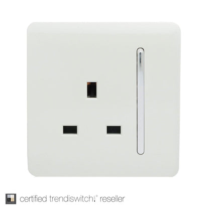 Trendi Switch 1 Gang 13 amp Plug Light Switch Screwless Gloss White
