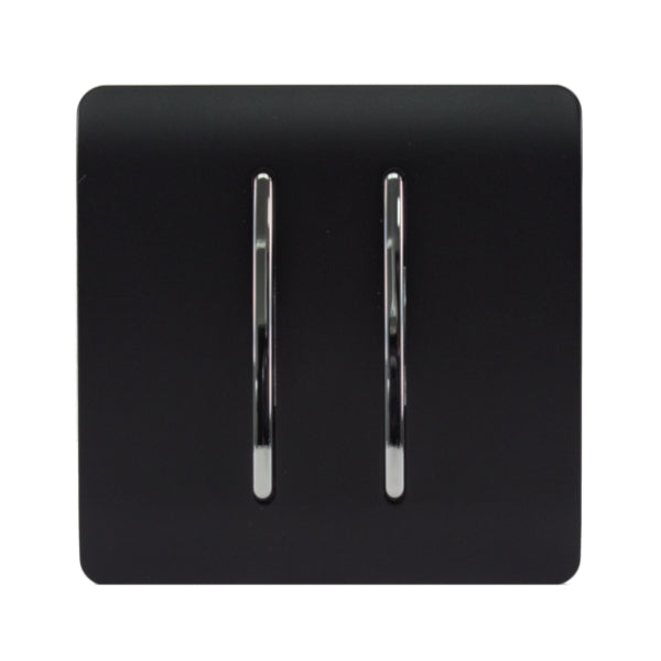 Trendi Switch 2 Gang 2 Way Light Switch In Matt Black