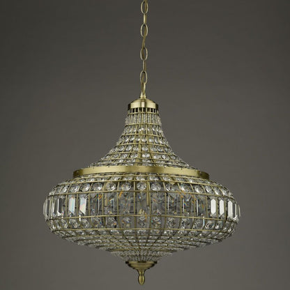 Asmara Antique Brass & Crystal Ceiling Pendant