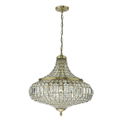 Asmara Antique Brass & Crystal Ceiling Pendant