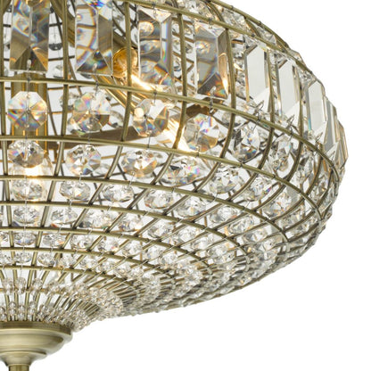 Asmara Antique Brass & Crystal Ceiling Pendant