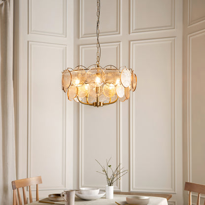 5 Light Pendant Brushed Aged Brass