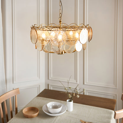 5 Light Pendant Brushed Aged Brass