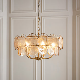 5 Light Pendant Brushed Aged Brass