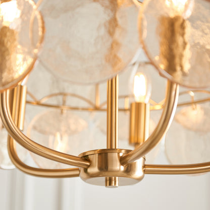 5 Light Pendant Brushed Aged Brass