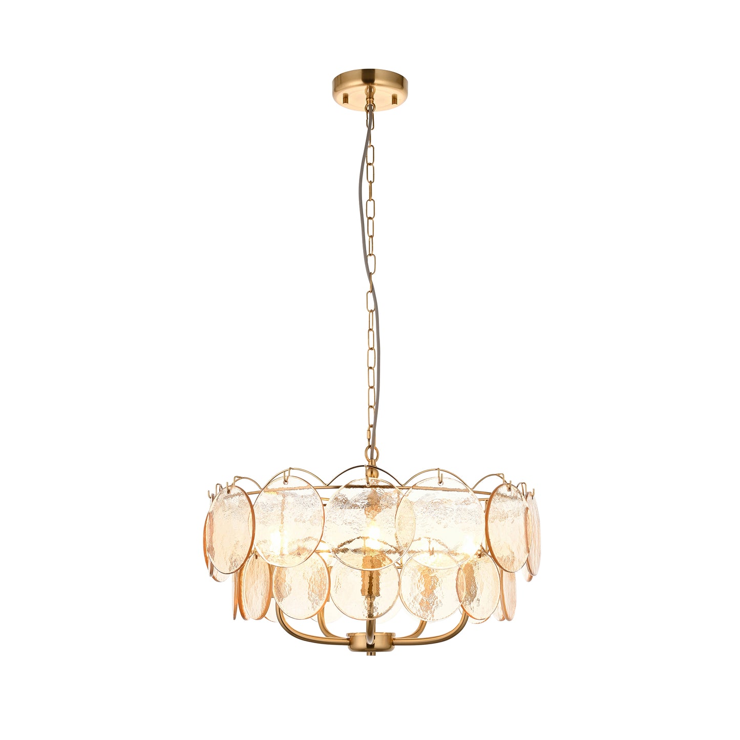 5 Light Pendant Brushed Aged Brass