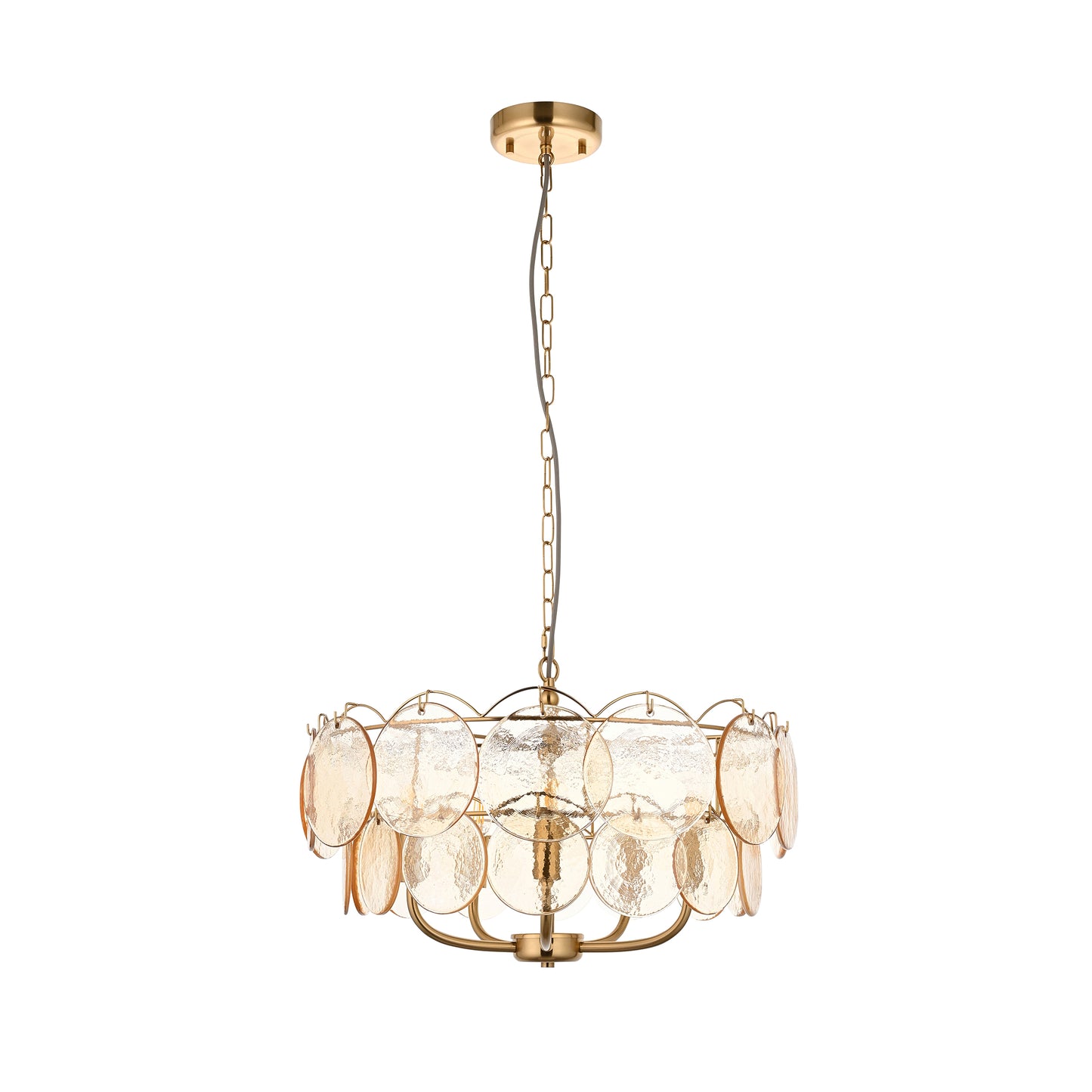5 Light Pendant Brushed Aged Brass