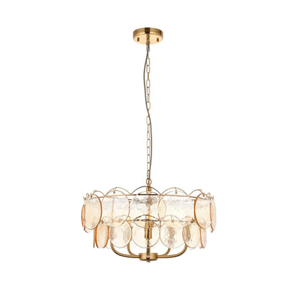 5 Light Pendant Brushed Aged Brass