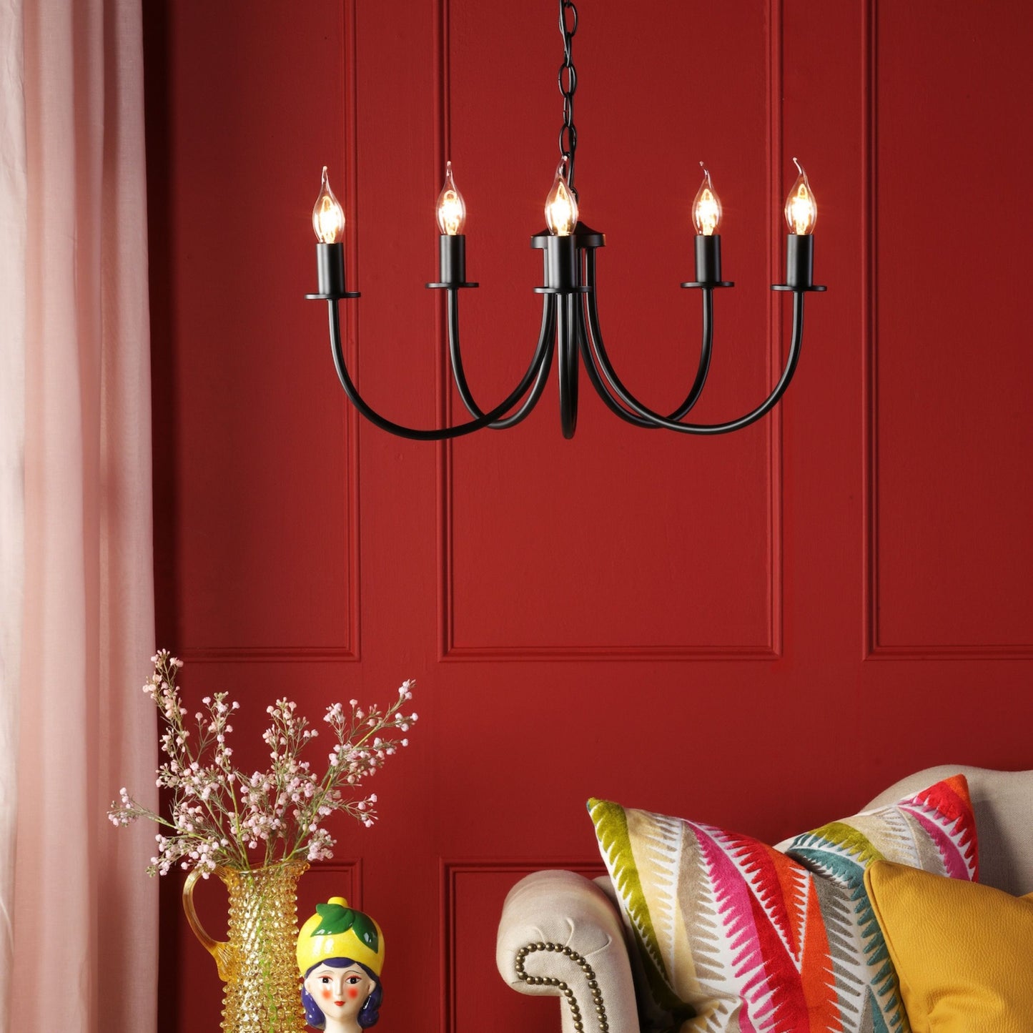 Becca 5 Light Matte Black Chandelier