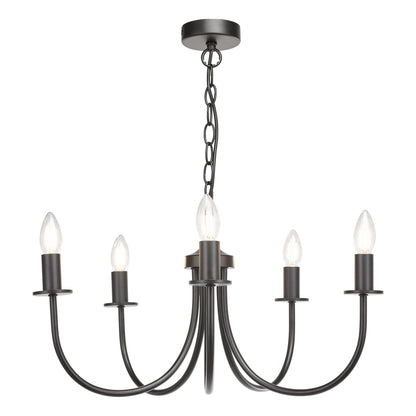 Becca 5 Light Matte Black Chandelier