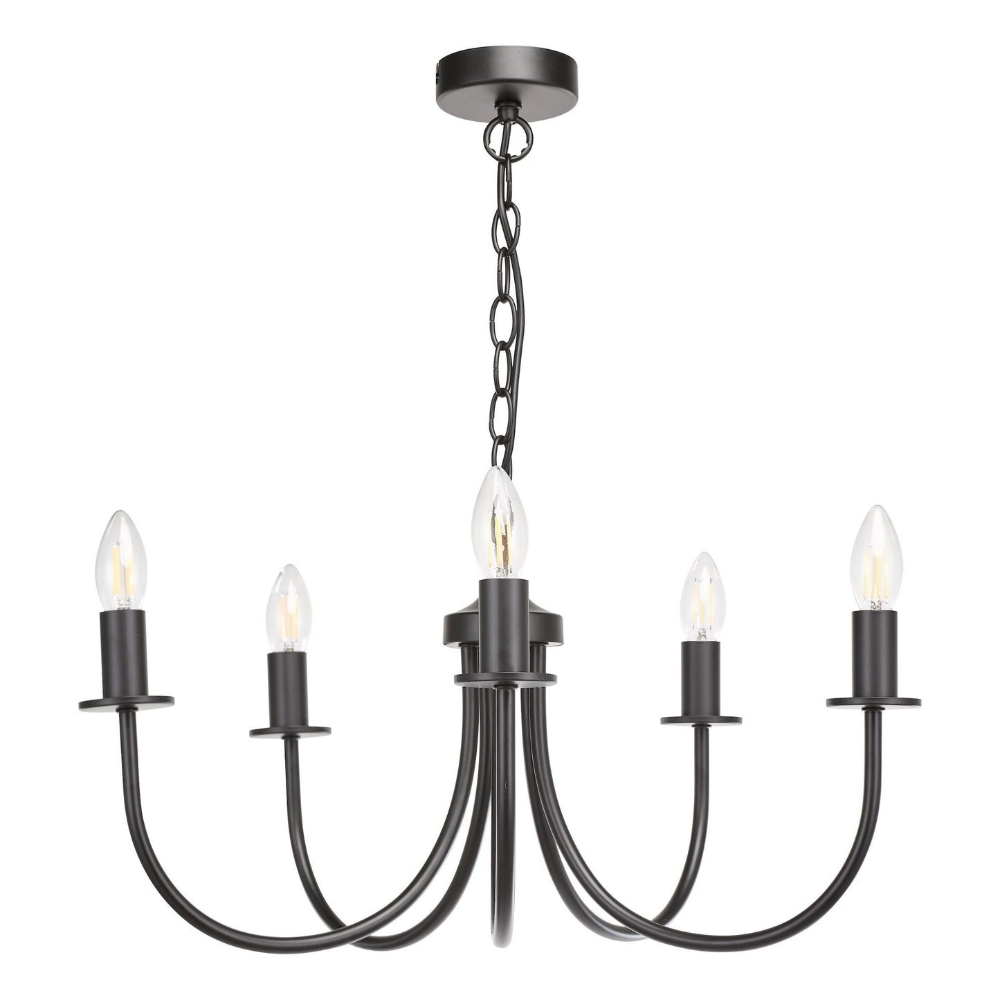 Becca 5 Light Matte Black Chandelier