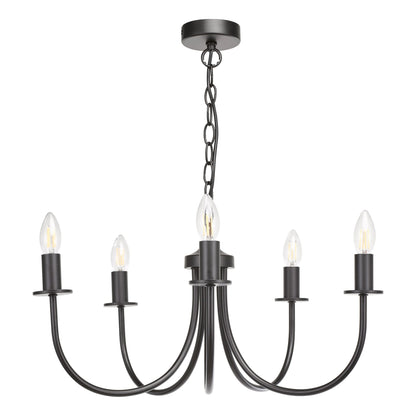 Becca 5 Light Matte Black Chandelier