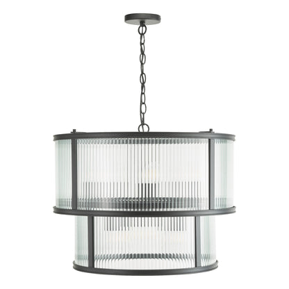 Bianka 6 Light Matte Black & Glass Pendant Ceiling Light