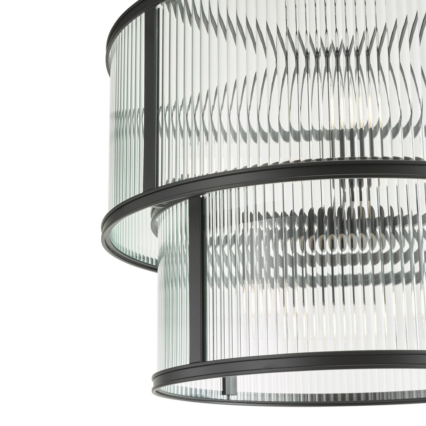 Bianka 6 Light Matte Black & Glass Pendant Ceiling Light