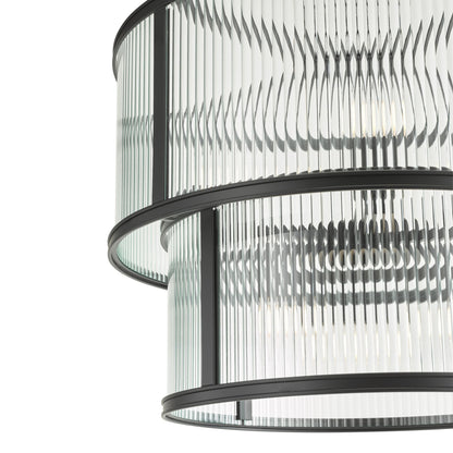 Bianka 6 Light Matte Black & Glass Pendant Ceiling Light