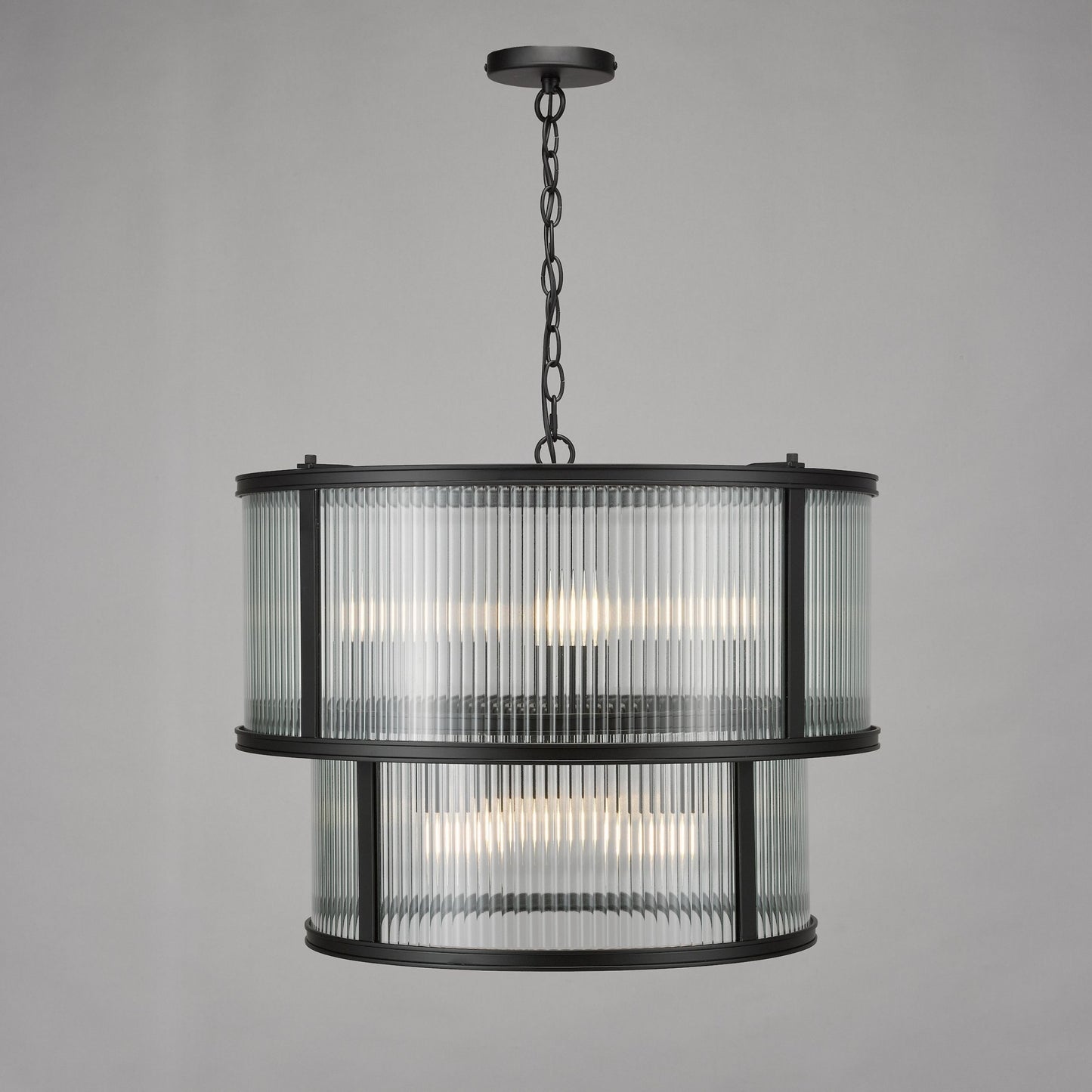 Bianka 6 Light Matte Black & Glass Pendant Ceiling Light