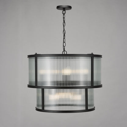 Bianka 6 Light Matte Black & Glass Pendant Ceiling Light