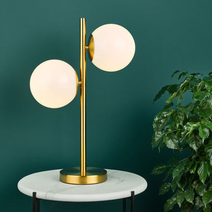 Bombazine Opal Glass & Brass Table Lamp