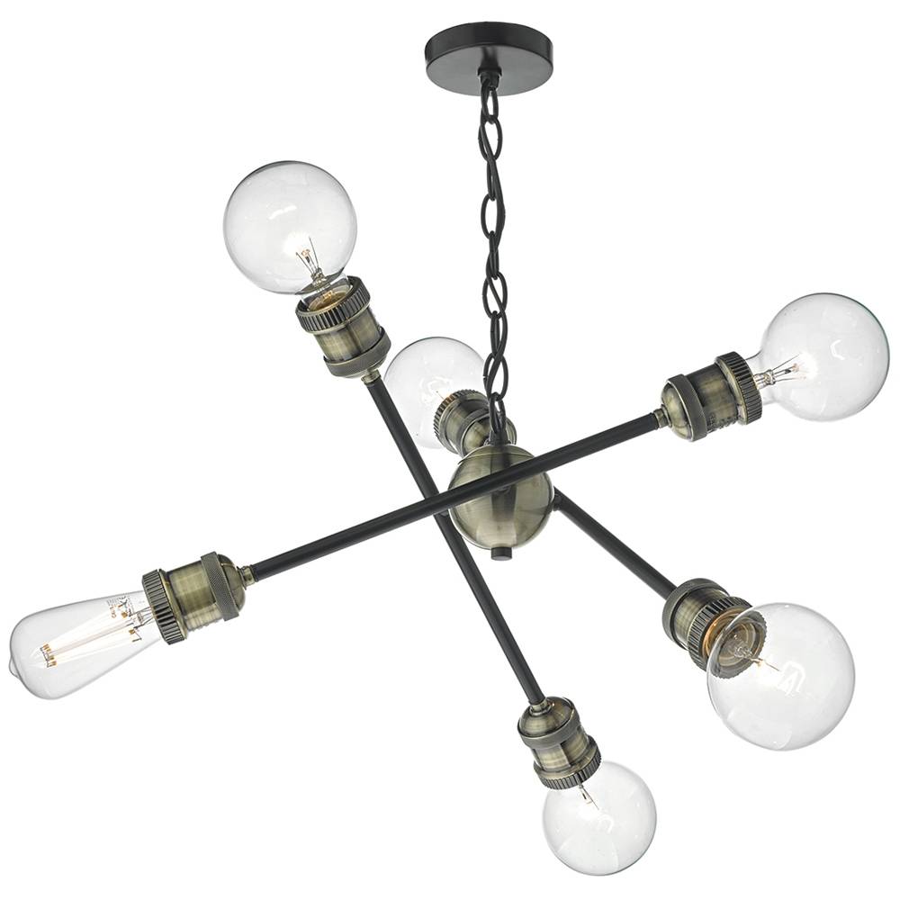 Brigade 6 Light Ceiling Light Antique Brass