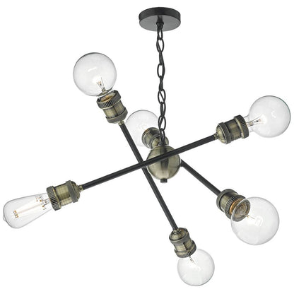 Brigade 6 Light Ceiling Light Antique Brass