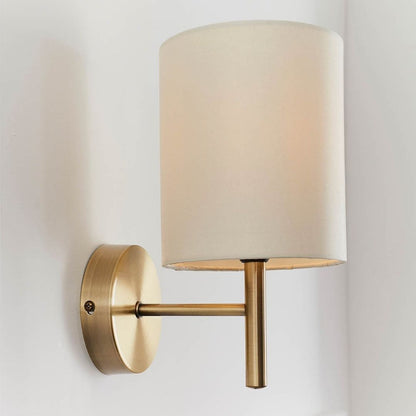 Brio Antique Brass Wall Light with Cream Shade