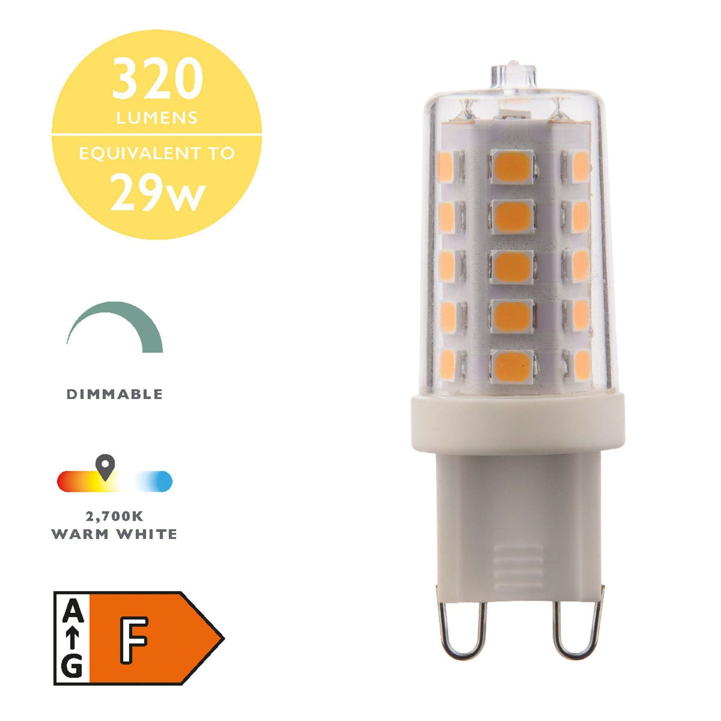 G9 3.5w Dimmable LED Light Bulb Warm White