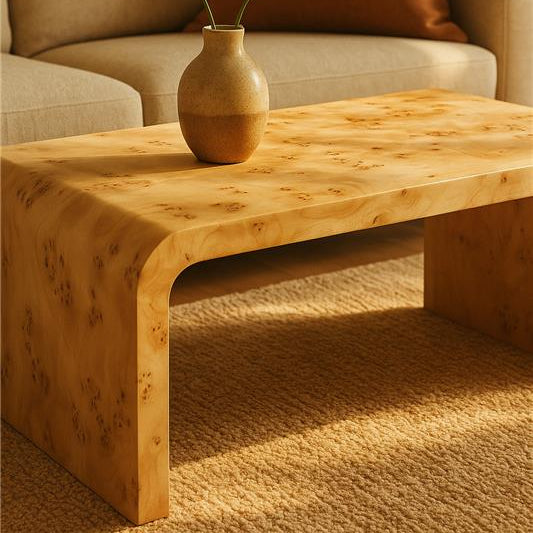 Mota Natural Burl Wood Curved Coffee Table