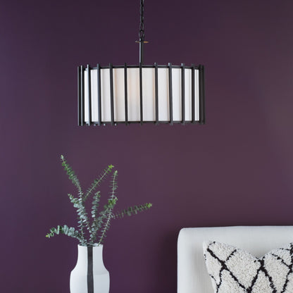 Cagliari 4 Light Matte Black & Ivory Pendant Ceiling Light