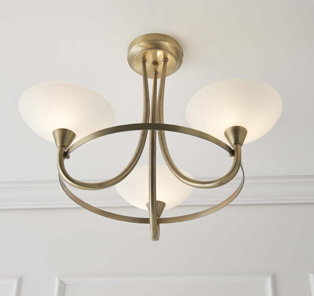 Cagney 3 Light Ceiling Light Antique Brass