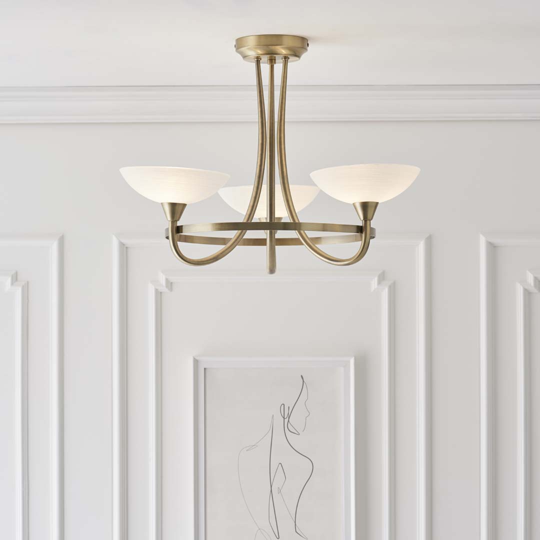 Cagney 3 Light Ceiling Light Antique Brass