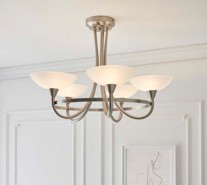 Cagney 5 Light Ceiling Light Satin Chrome