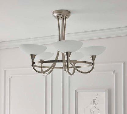 Cagney 5 Light Ceiling Light Satin Chrome