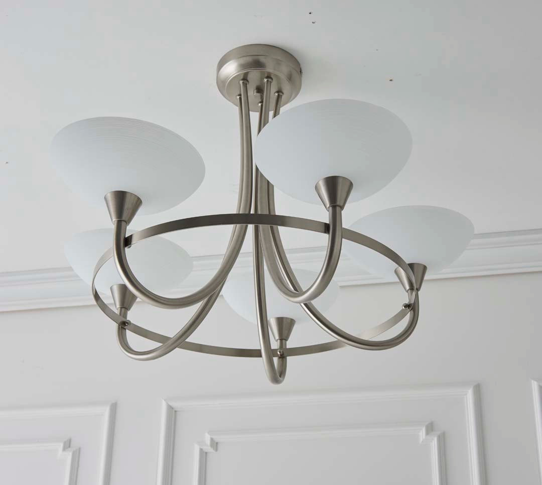 Cagney 5 Light Ceiling Light Satin Chrome