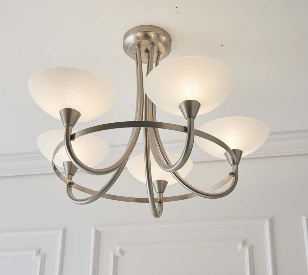 Cagney 5 Light Ceiling Light Satin Chrome