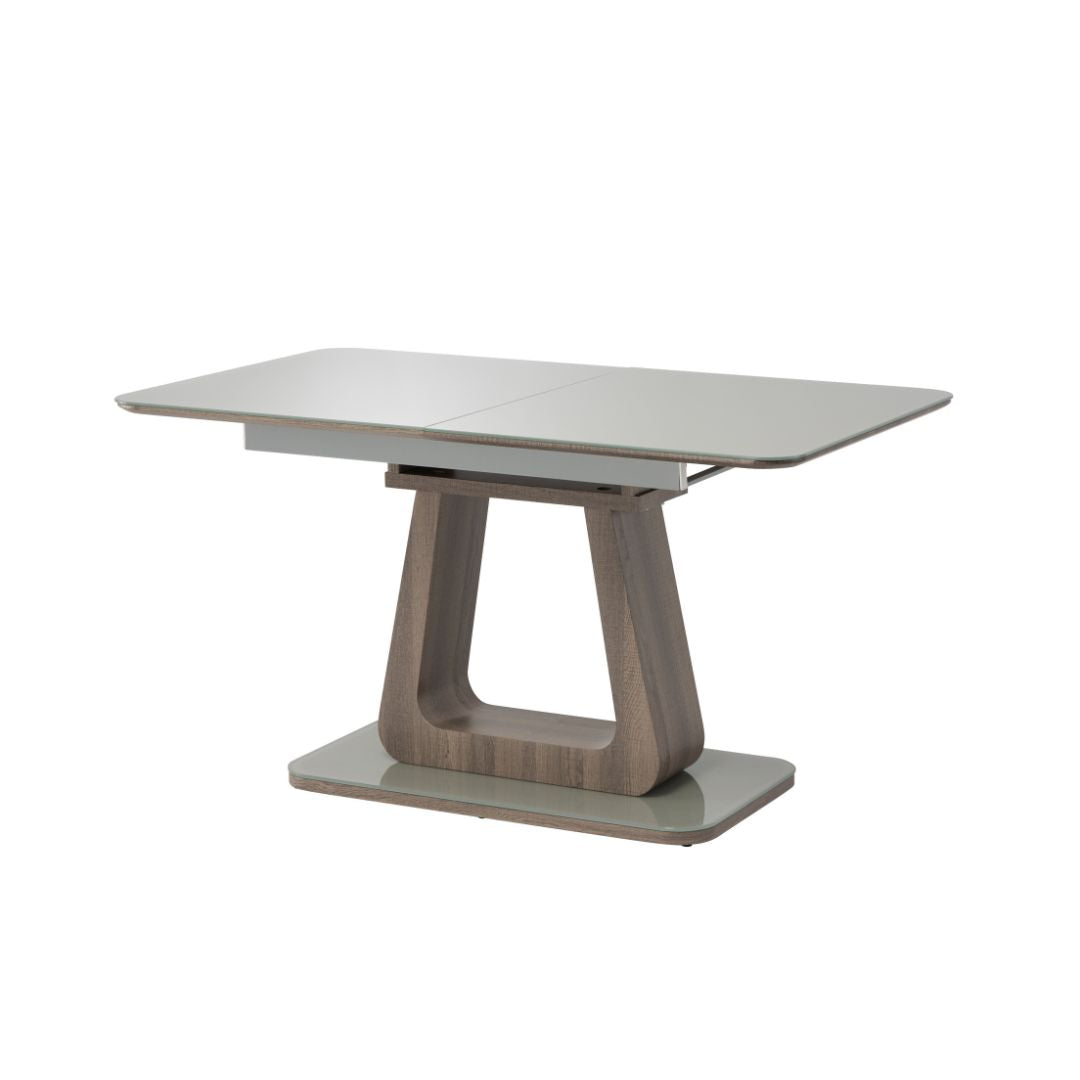 Calgery 1.4M to 1.8M Grey Oak Extendable Dining Table with 6 Grey Chairs Dining Set
