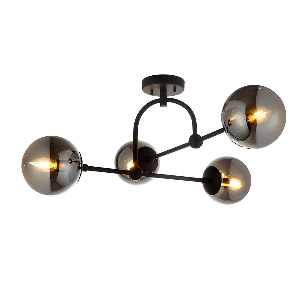 Pilar 4 Light Semi Flush Black