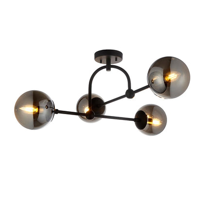 Pilar 4 Light Semi Flush Black