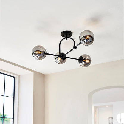 Pilar 4 Light Semi Flush Black