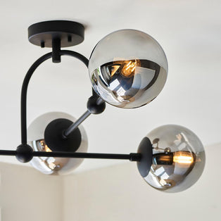 Pilar 4 Light Semi Flush Black