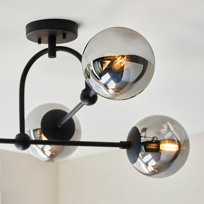 Pilar 4 Light Semi Flush Black