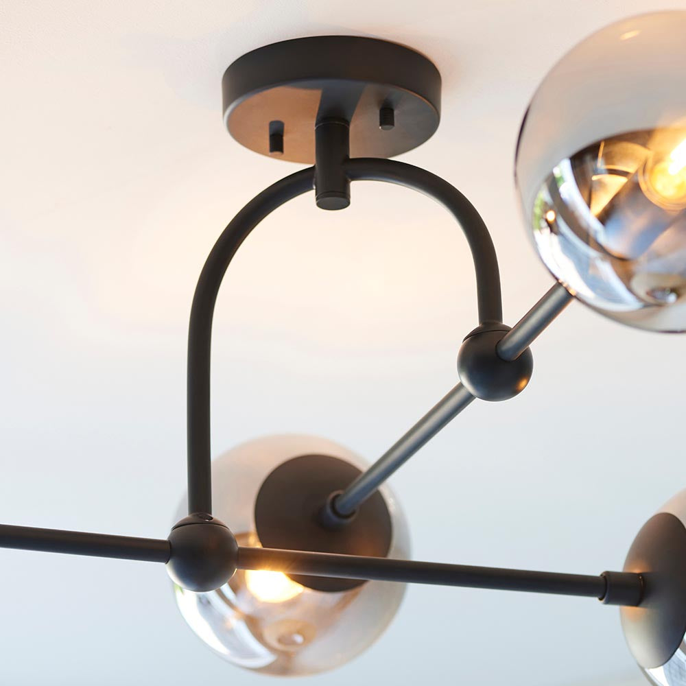 Pilar 4 Light Semi Flush Black